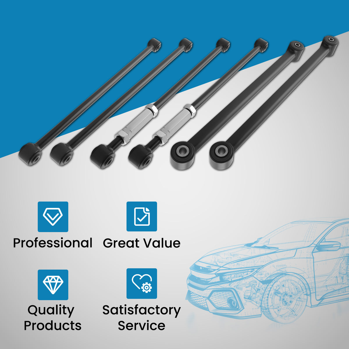 6x Suspension Rear Trailing Arms Lateral Links For Century compatible For LaCrosse Regal Impala