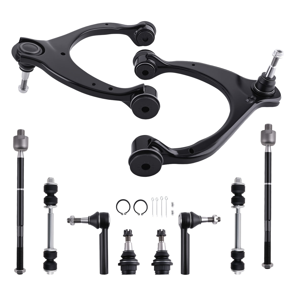Front Upper Control Arms w/ Ball Joints Tie Rods compatible For Chevy Silverado Sierra 1500
