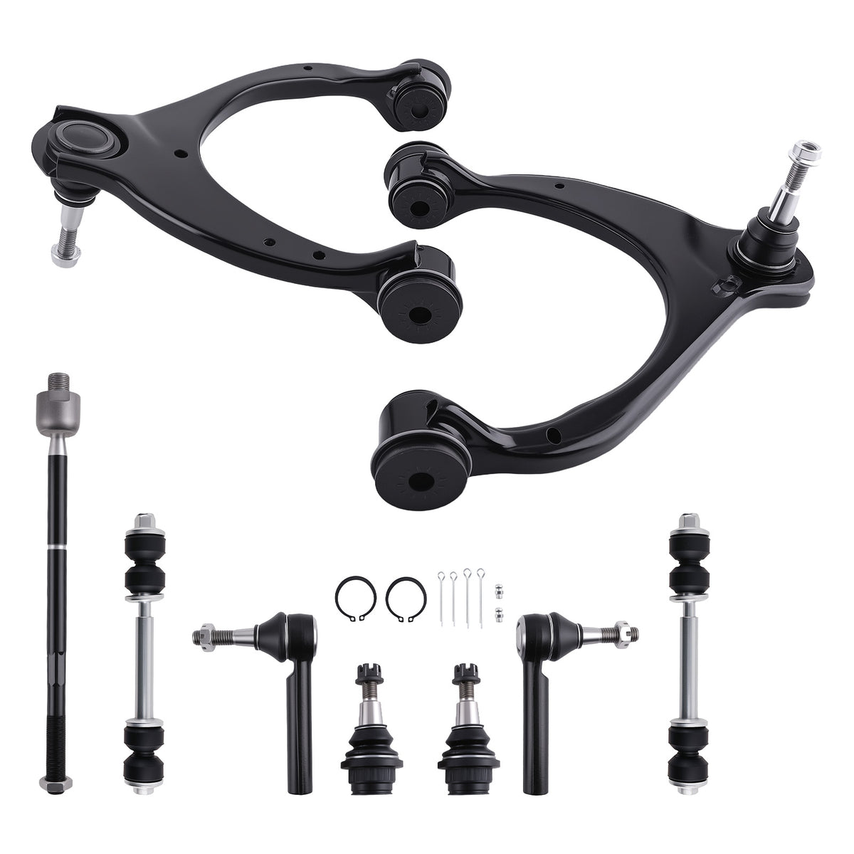 Front Upper Control Arms w/ Ball Joints Tie Rods compatible For Chevy Silverado Sierra 1500