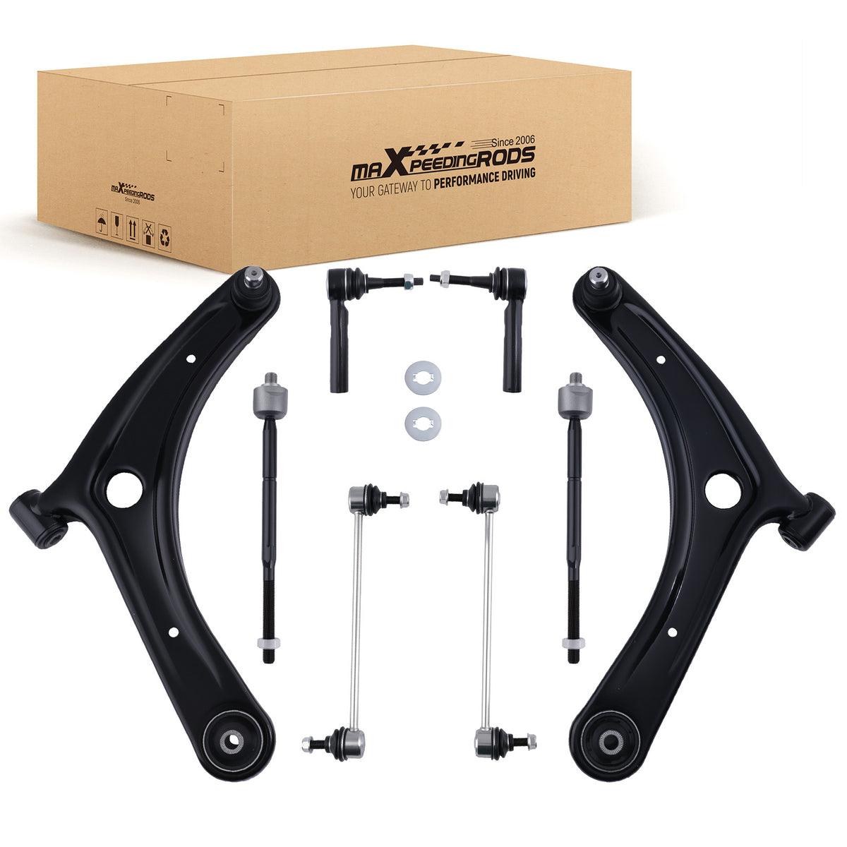 8PC Front Lower Control Arm Ball Joint Tie Rod compatible For Jeep Compass Patriot 2007-17