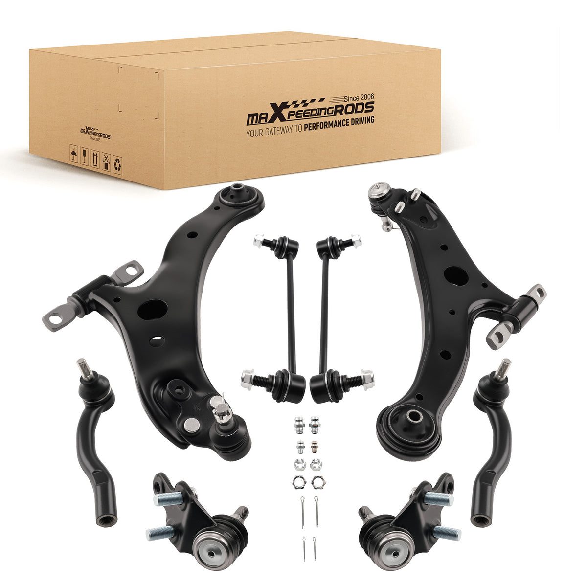 8x Front Lower Control Arm w/Ball Joint Sway Bar Link compatible For Toyota Camry 2007-2011