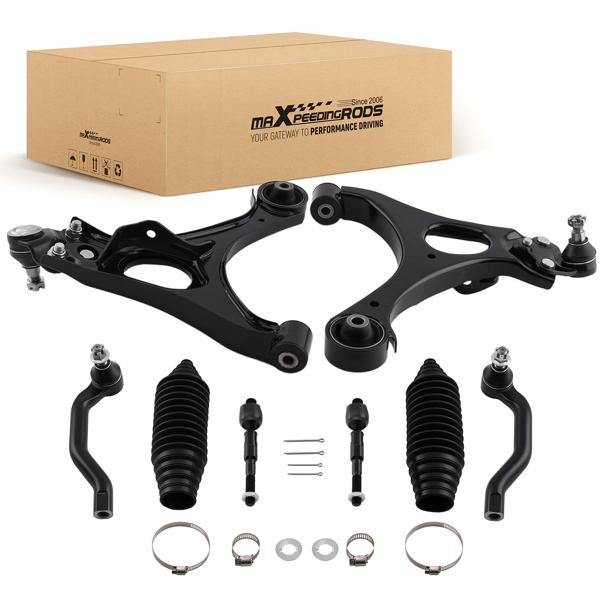 10x Front Lower Control Arms Ball Joints Tierods For 2006-2010 2011 compatible For Honda Civic