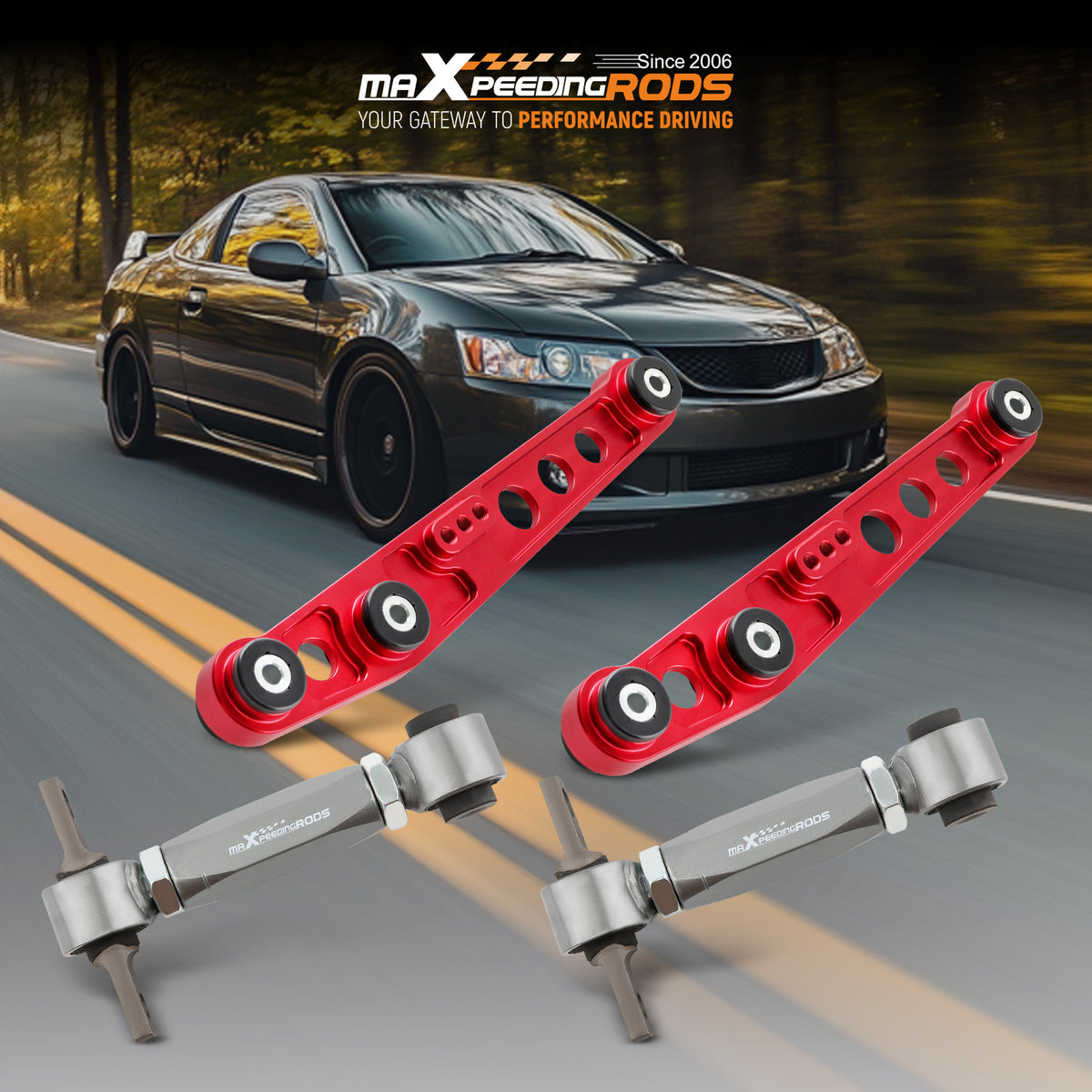 Rear Lower Control Arms + Camber Kit For 1988-95 compatible For Honda Civic 94-01 compatible For Acura Integra