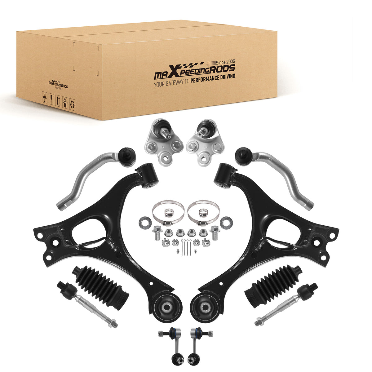 Front Lower Control Arm w/ Ball Joint Tie Rods Kit For 2006 - 2011 compatible For Honda Civic