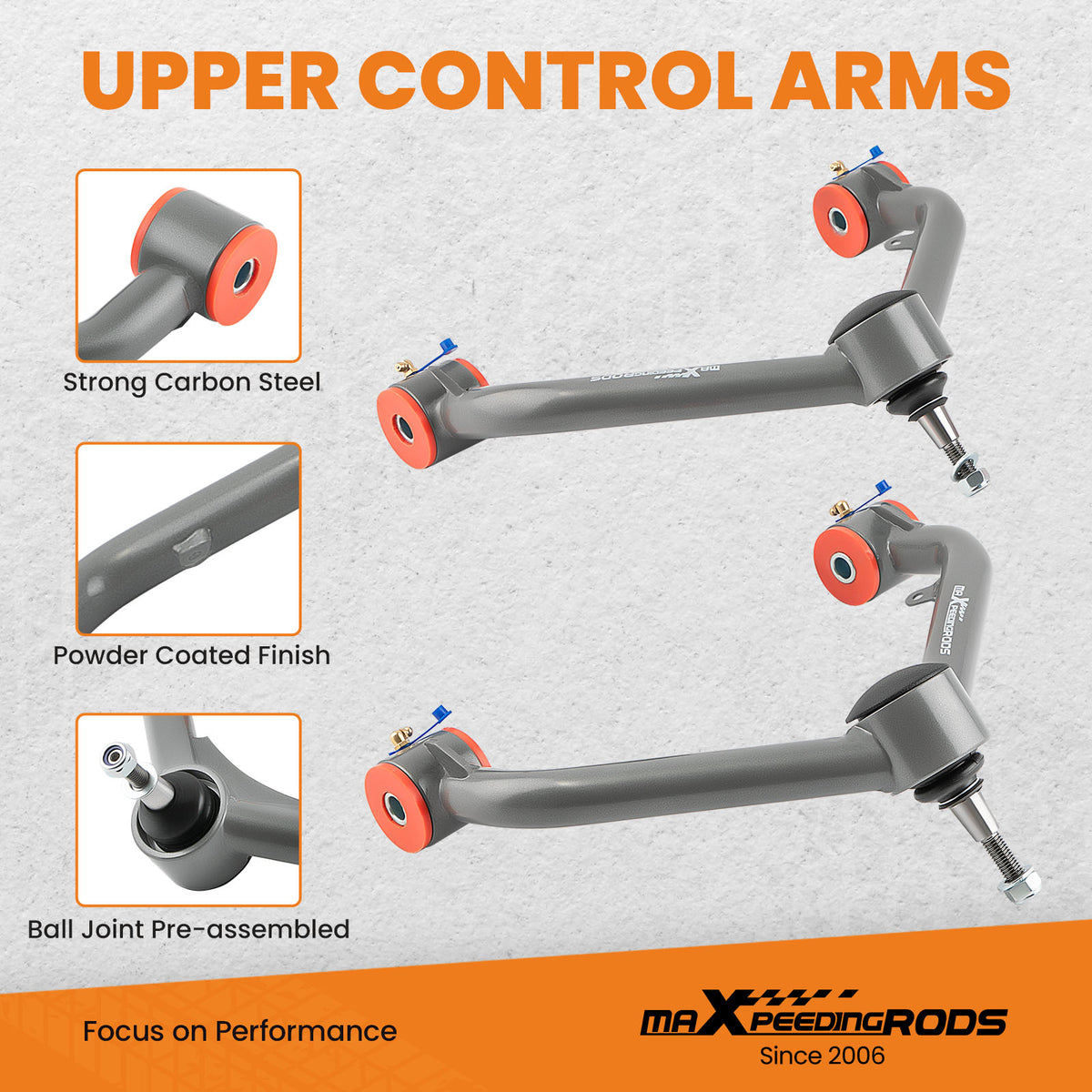 2-4 Lift Upper Control Arm compatible For Chevy Silverado 2001-2010 compatible For GMC Sierra 2500 3500HD