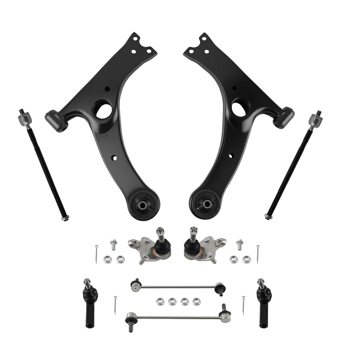 Front Lower Control Arms Tie Rods Sway Bar Links For 09-13 compatible For Toyota Corolla Matrix