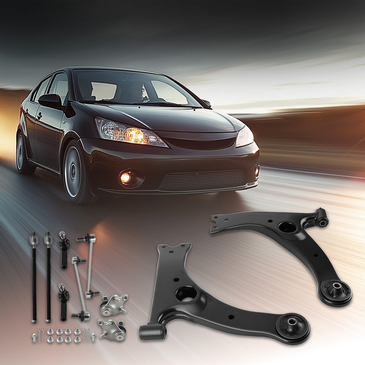 Front Lower Control Arms Tie Rods Sway Bar Links For 09-13 compatible For Toyota Corolla Matrix