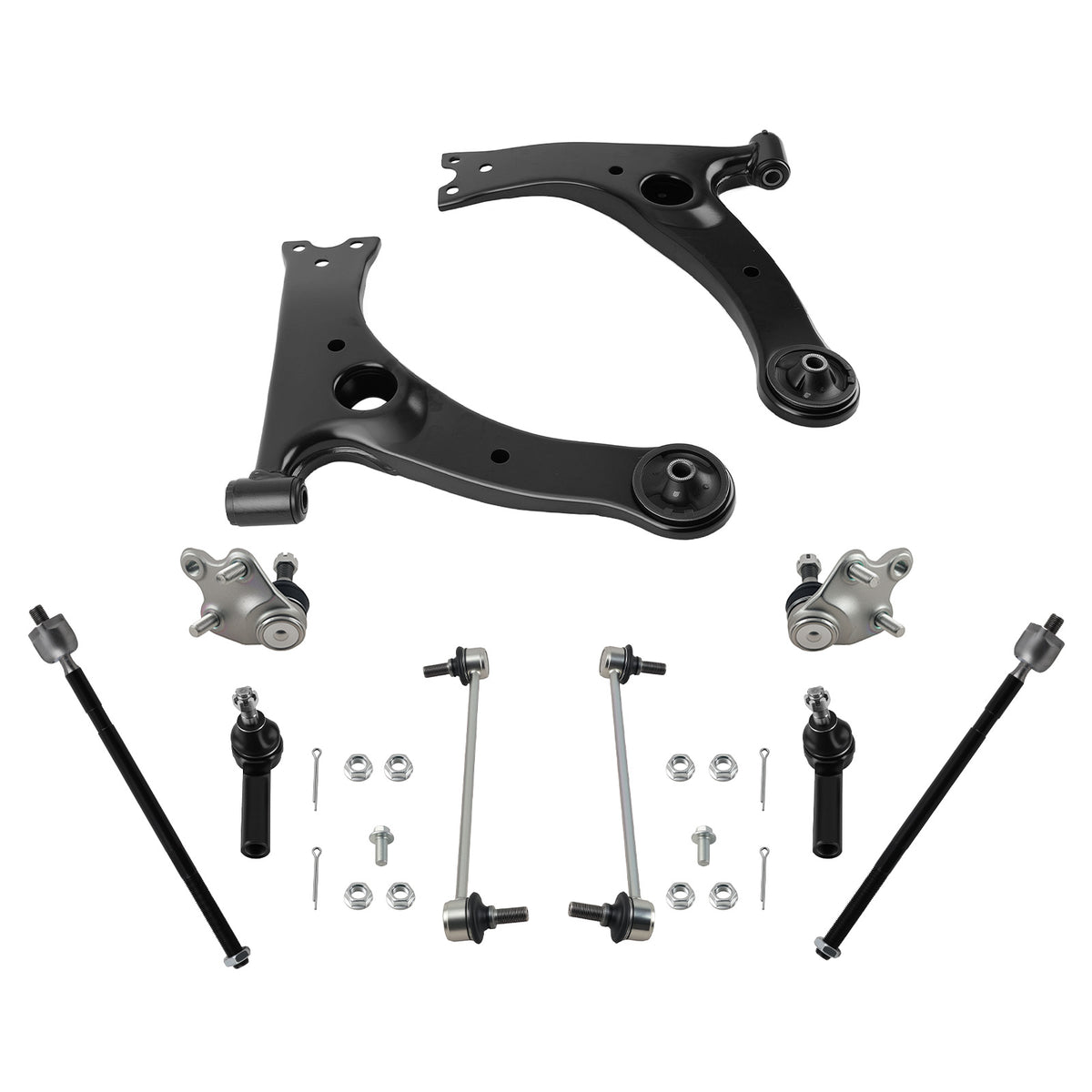 Front Lower Control Arms Tie Rods Sway Bar Links For 09-13 compatible For Toyota Corolla Matrix