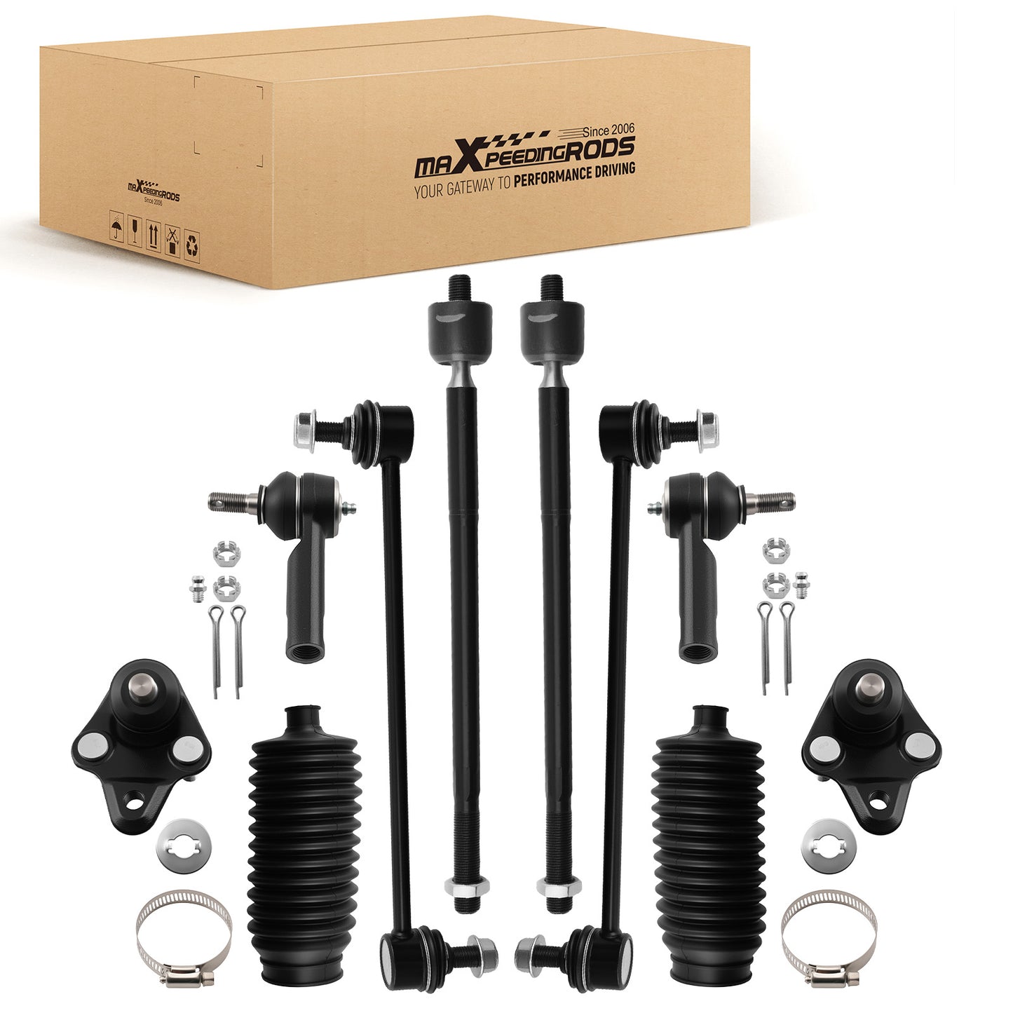 Front Ball Joint Sway Bar Link Tie Rod Kit compatible For Toyota Corolla 2009-2018 K90309
