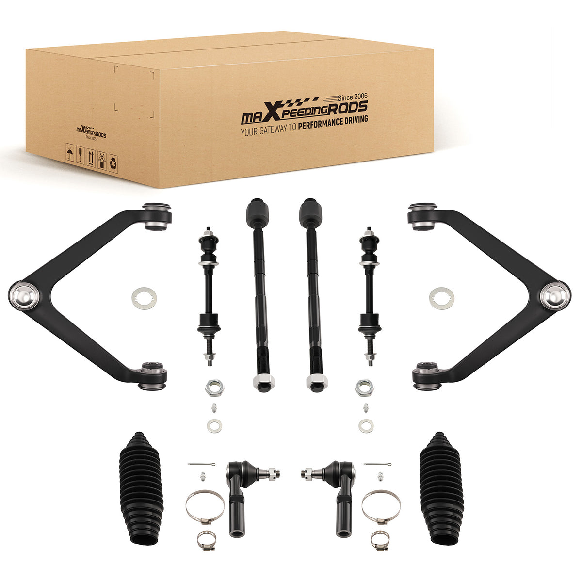 10pc Front Upper Control Arms w/Ball Joint Tie Rod Sway Bar For 2002-05 compatible For Ram 1500