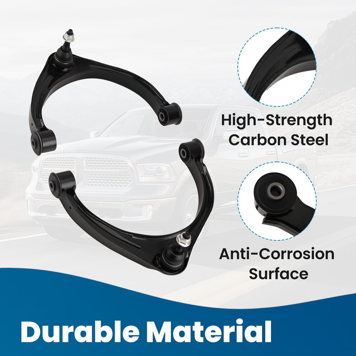 5-Lug Front upper Control Arm w/Ball Join Sway Bar Tierods compatible For RAM 1500 2009-12