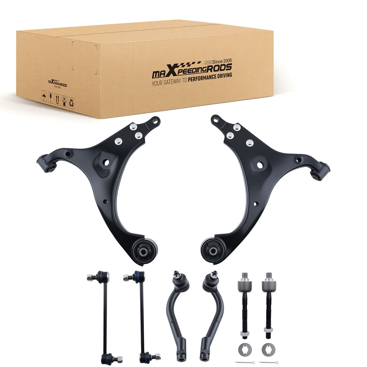 8PC Front Lower Control Arm Tie rod Sway Bar For 2007-2012 compatible For Hyundai Elantra 2.0L