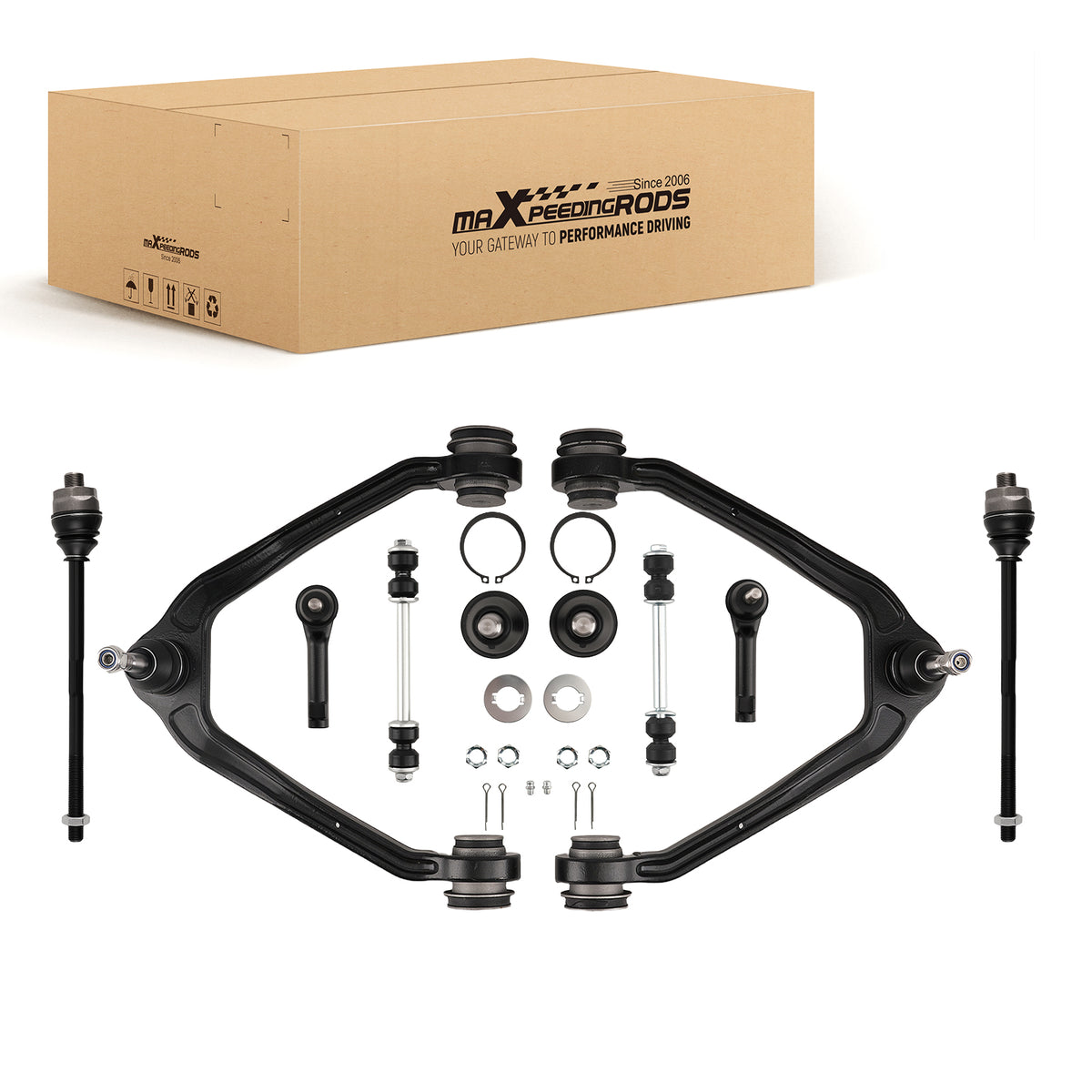 10x Front Upper Control Arms Tie Rods For 1999-06 compatible For Silverado Sierra 1500 4WD/AWD
