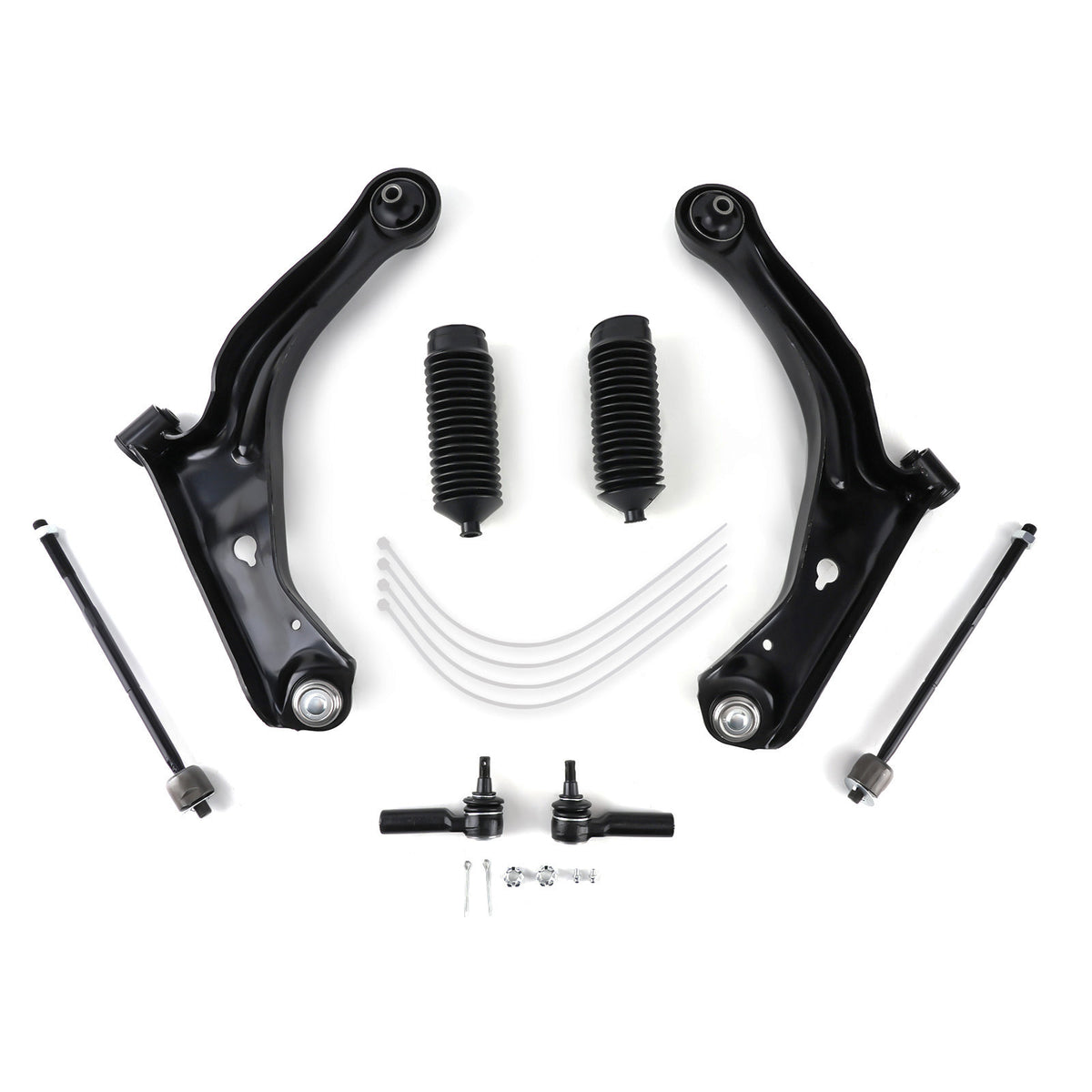 8x Front Lower Control Arms Tie Rods For 2010 2011 compatible For Mercury Mariner Mazda Tribute