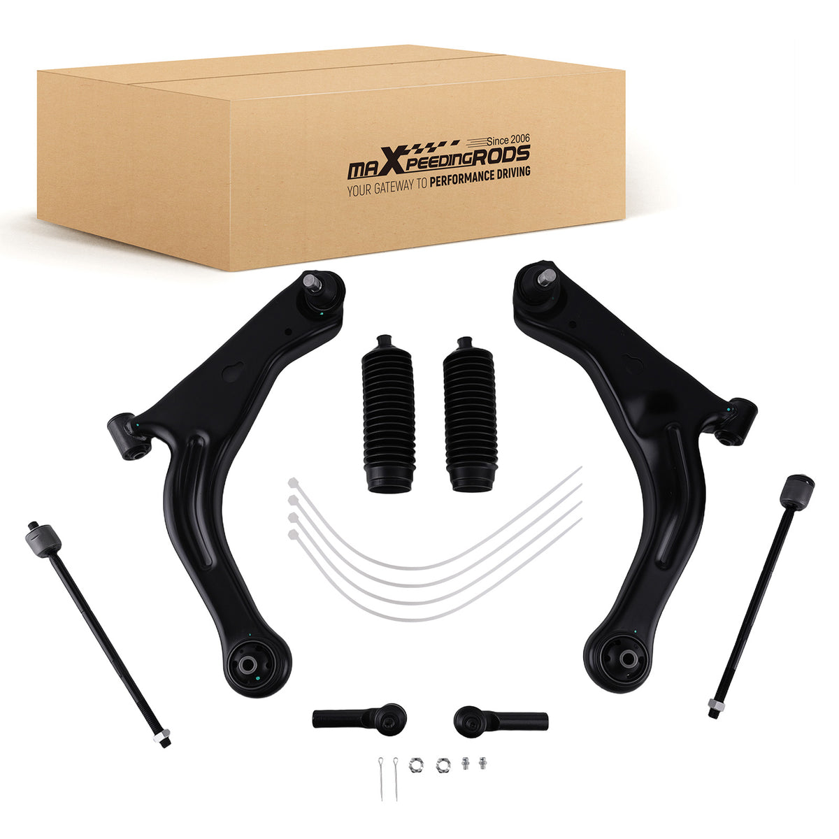 8x Front Lower Control Arms Tie Rods For 2010 2011 compatible For Mercury Mariner Mazda Tribute
