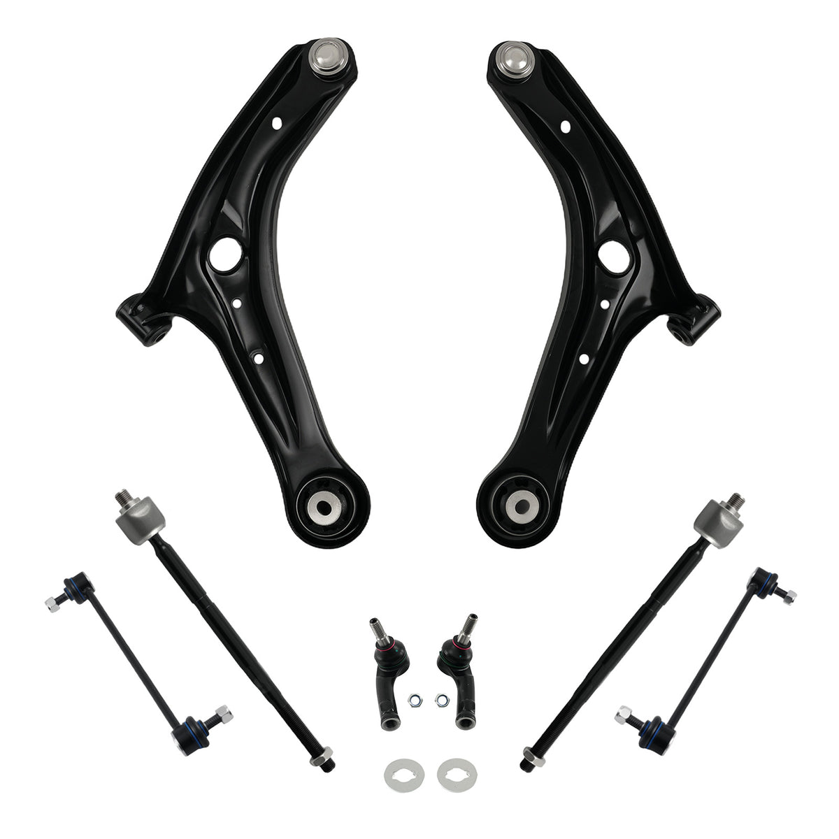 8x Front Lower Control ArmBall Joint +Sway Bar Link compatible For Ford Fiesta 2011-2019