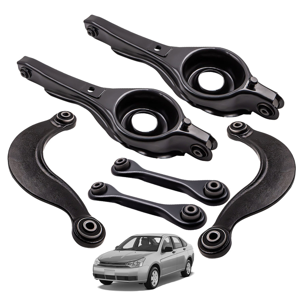 6 Pcs Rear Forward Rearward Control Arm compatible For Ford Focus 2000-2006 ZX3 3 Door