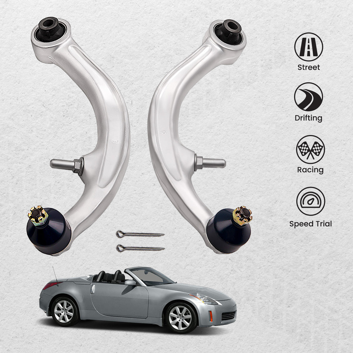2 Pcs Front Lower Rearward Control Arms compatible For Infiniti G35 03-07 Base Coupe RWD