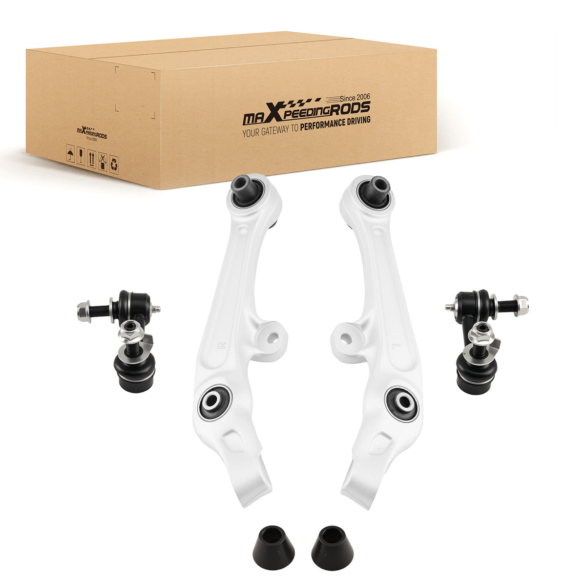 2x Front Lower Control Arms + 2x Sway Bar End Link compatible For Nissan 350Z compatible For Infiniti G35