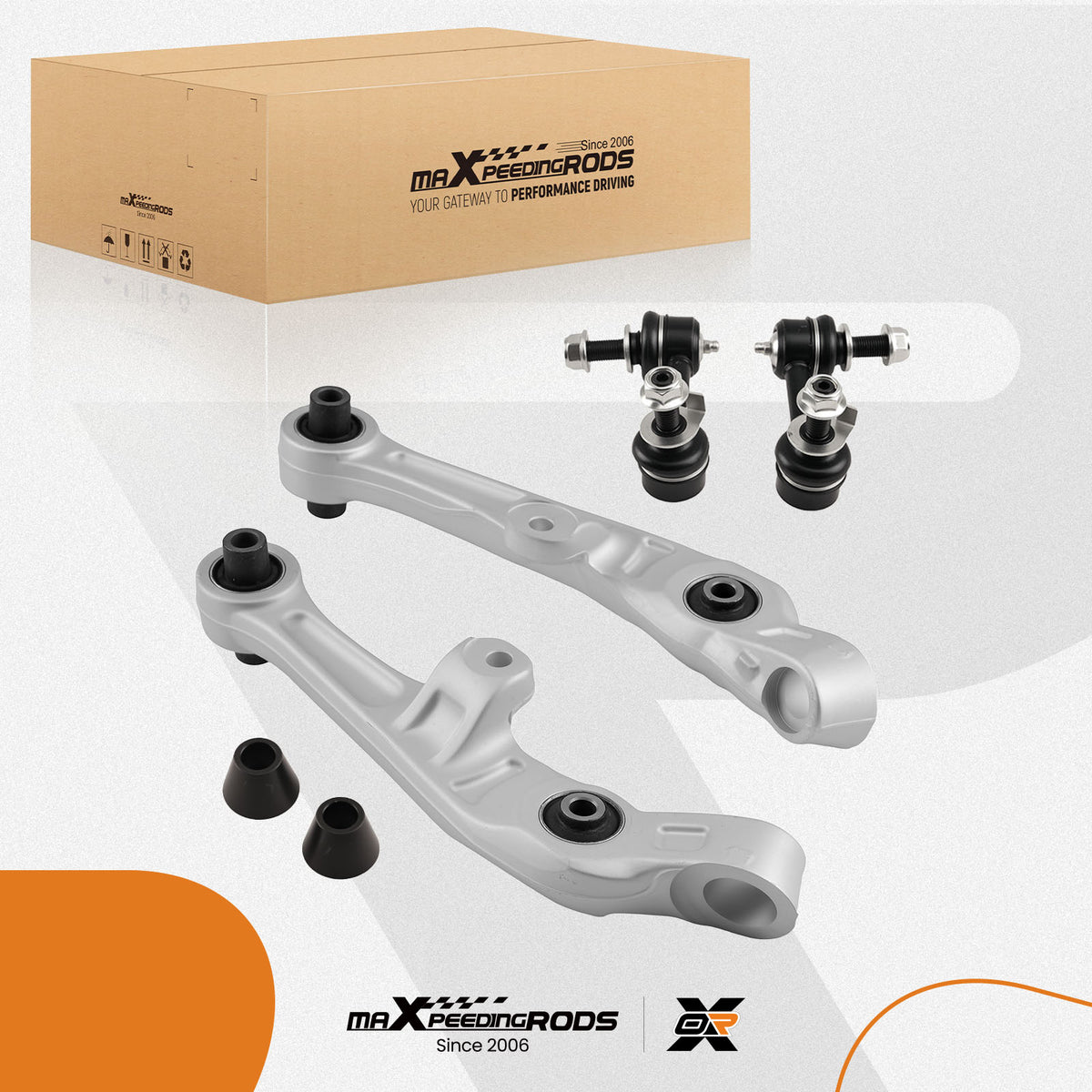 2x Front Lower Control Arms + 2x Sway Bar End Link compatible For Nissan 350Z compatible For Infiniti G35
