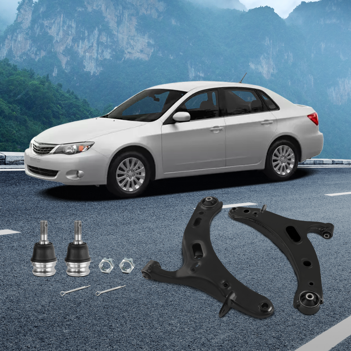 Pair Front Lower Control Arms w/Ball Joint compatible For Subaru Legacy Outback 2010-2014