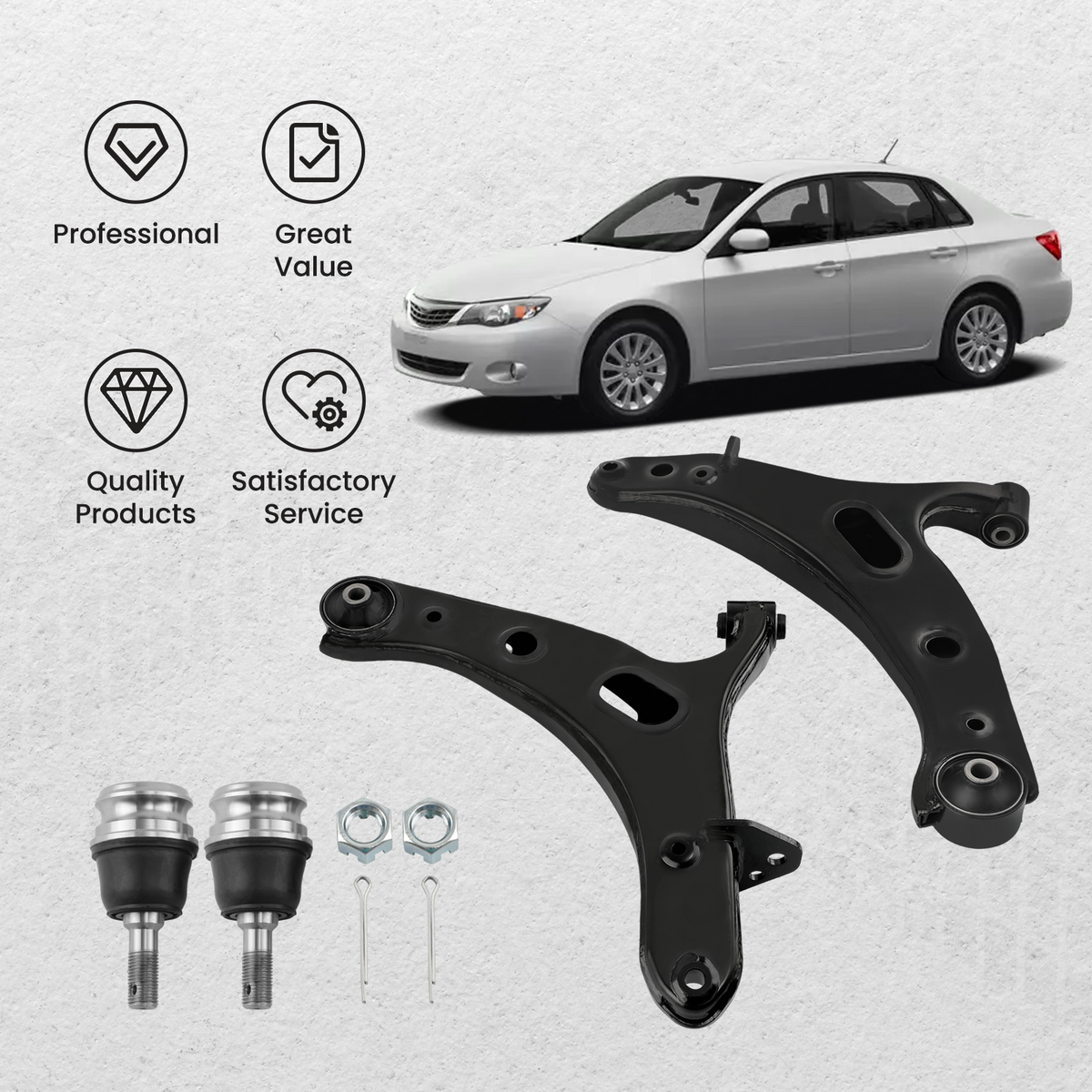 Pair Front Lower Control Arms w/Ball Joint compatible For Subaru Legacy Outback 2010-2014