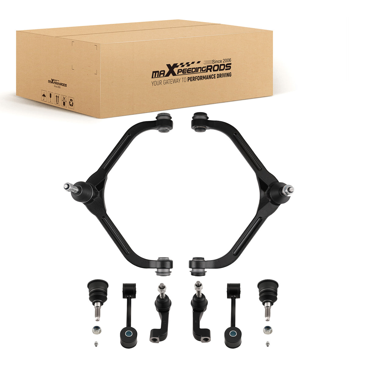 8pc Front Upper Control Arms + Tie Rods + Sway Bars compatible For Jeep Liberty 2005 - 2007