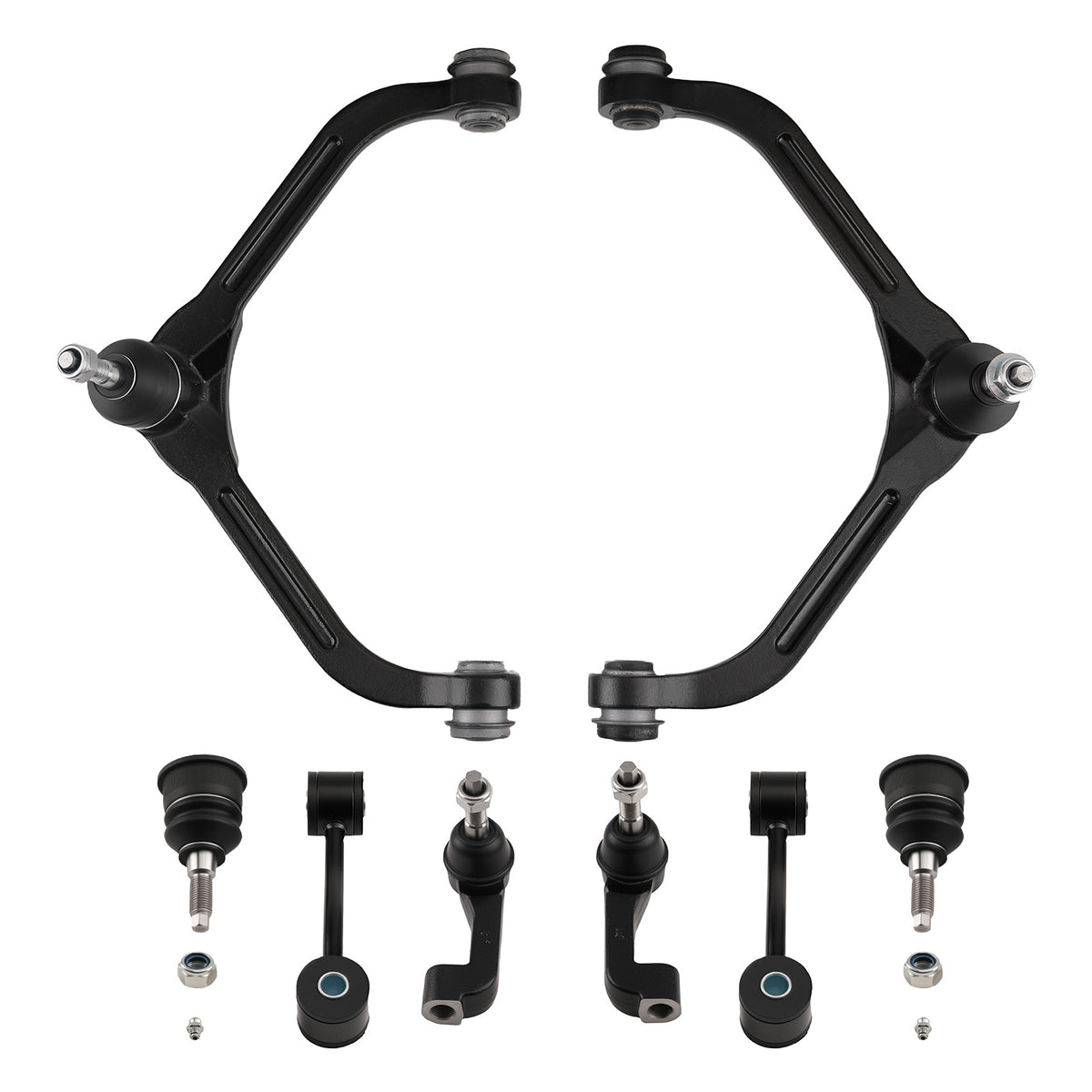 8pc Front Upper Control Arms + Tie Rods + Sway Bars compatible For Jeep Liberty 2005 - 2007