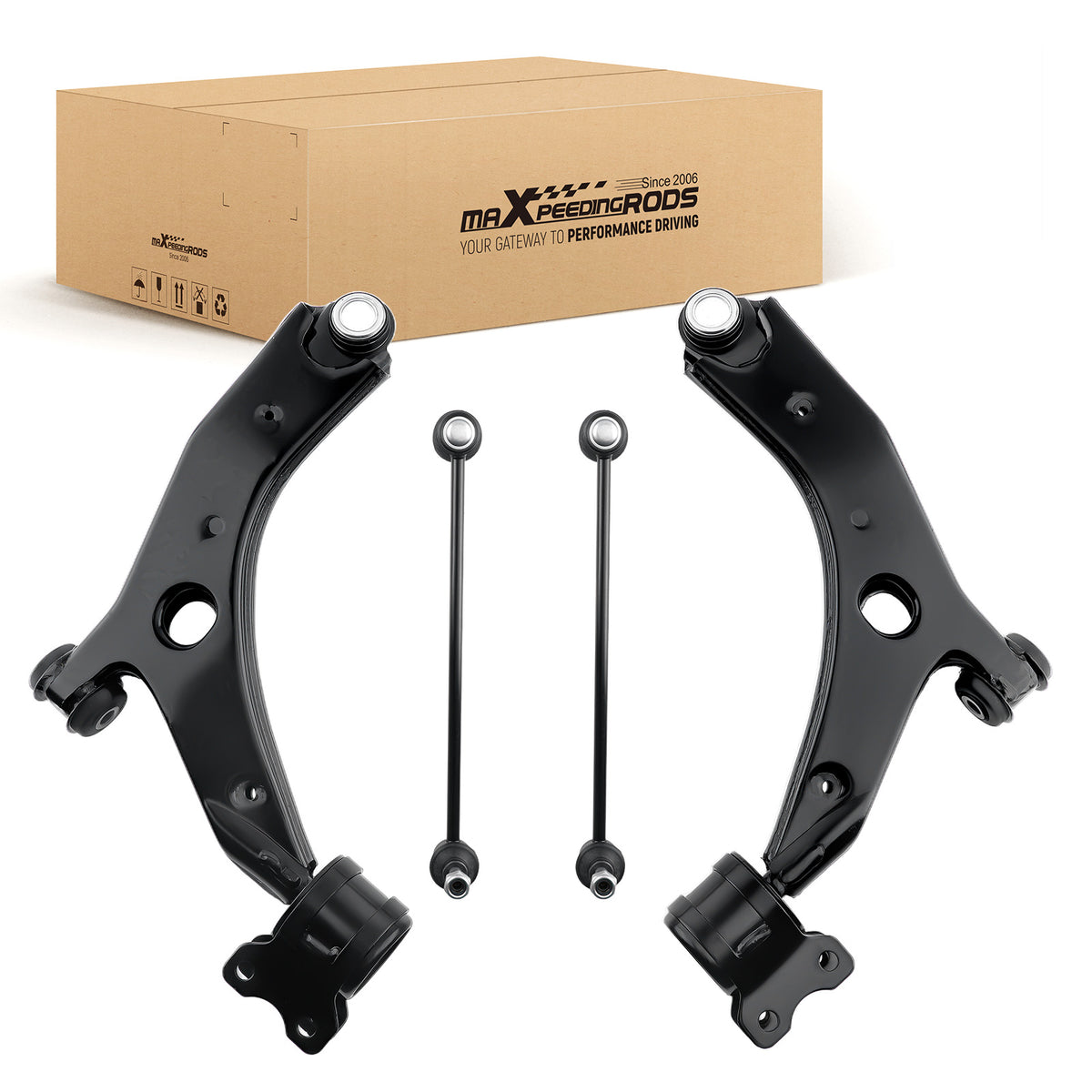 4PC Front Lower Control Arm + Stabilizer Bar Link compatible For Mazda 5 2006-2017 K620041