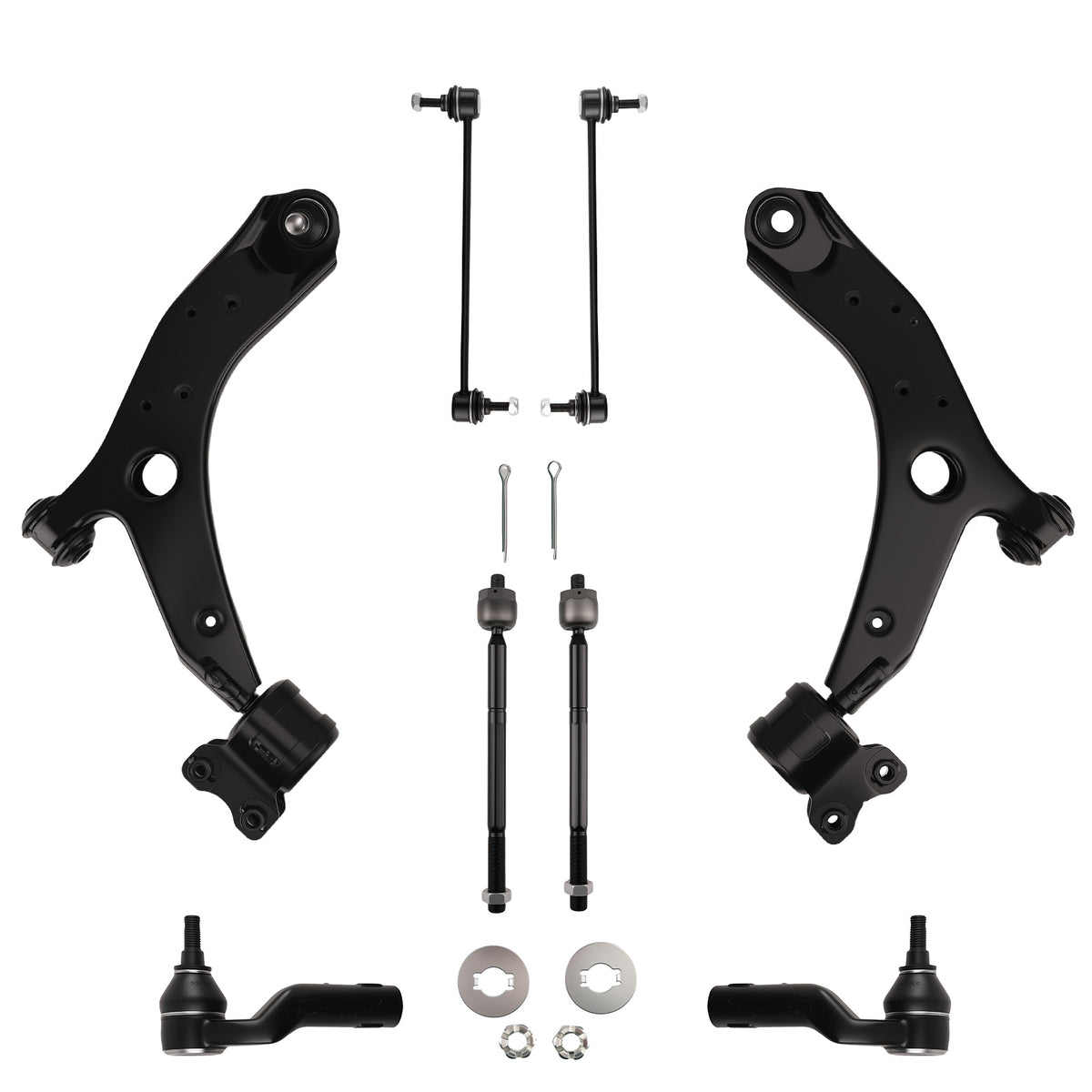8x Front Lower Control Arms Tie Rods Sway Bars compatible For MAZDA 3 04-09 compatible For MAZDA 5 06-17