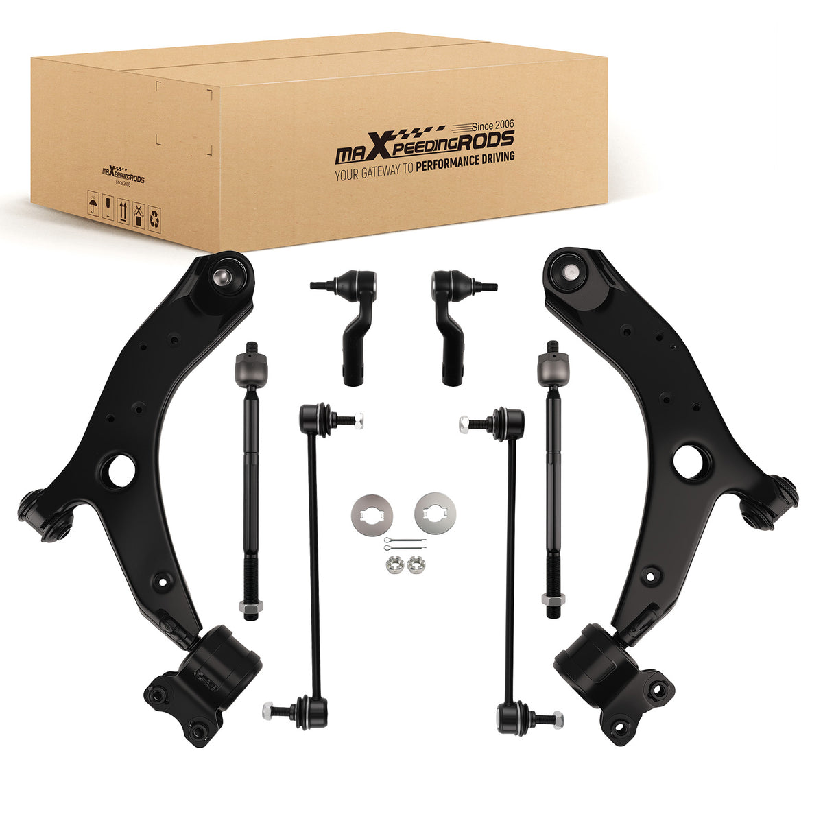 8x Front Lower Control Arms Tie Rods Sway Bars compatible For MAZDA 3 04-09 compatible For MAZDA 5 06-17