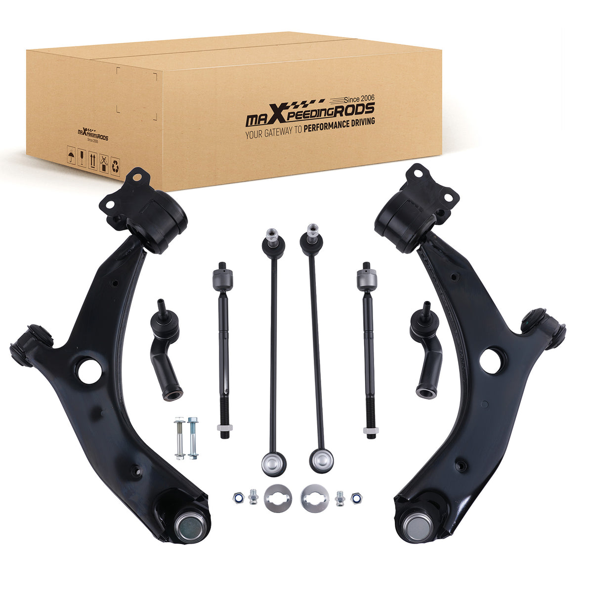 8x Front Lower Control Arm Ball Joint Sway Bar compatible For MAZDA 3 2007-2009 Turbo Model
