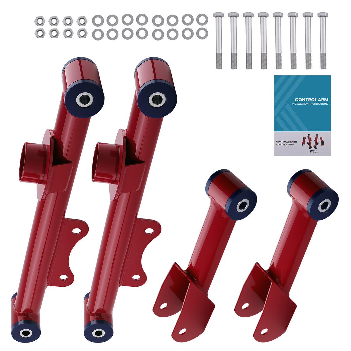 Compatible For Ford Mustang 1979 Upper Lower Rear Tubular Control Arms w/ bushing Bolt Nut