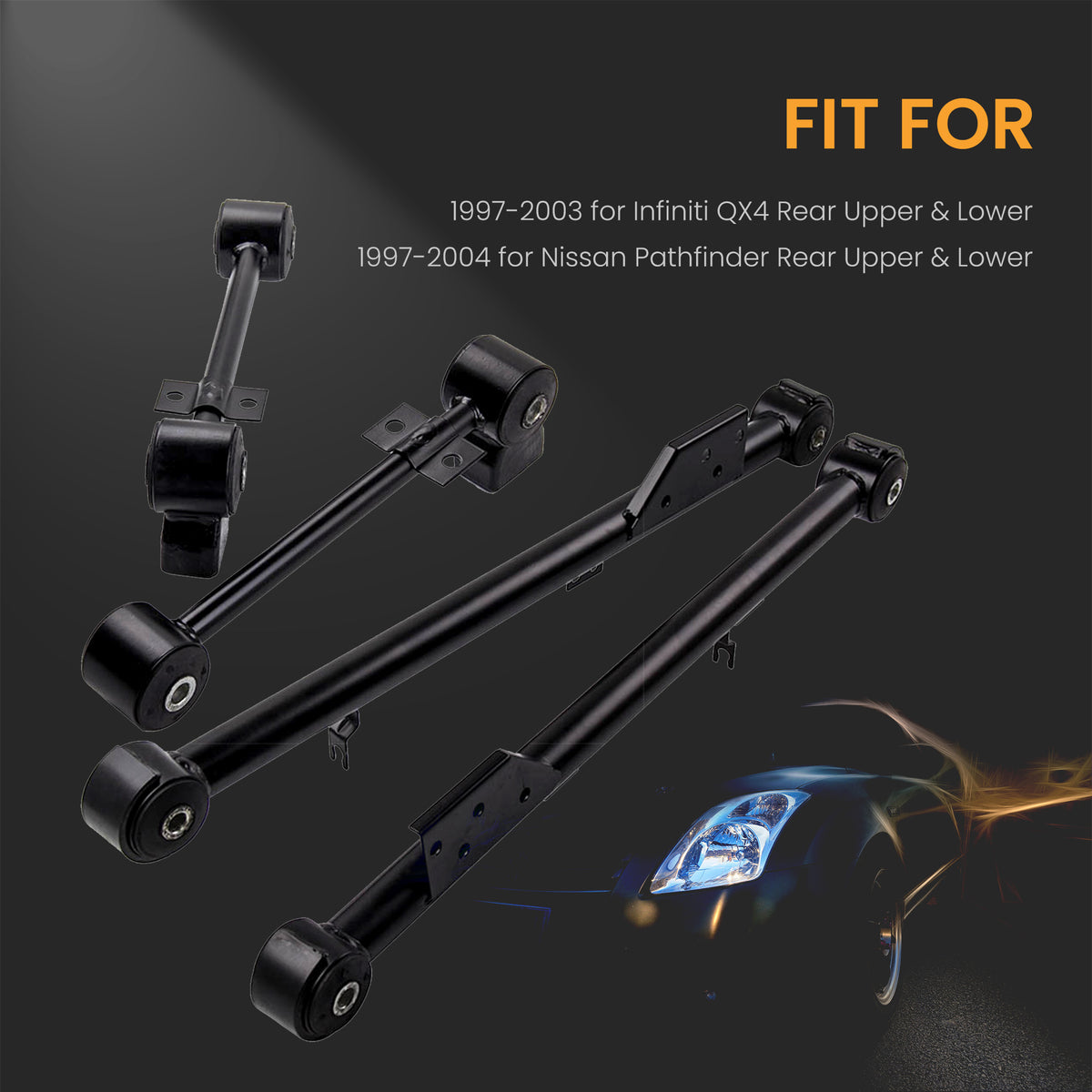 Compatible For Nissan Pathfinder QX4 551102W110 Trailing Control Arm Rear Upper and Lower Kit