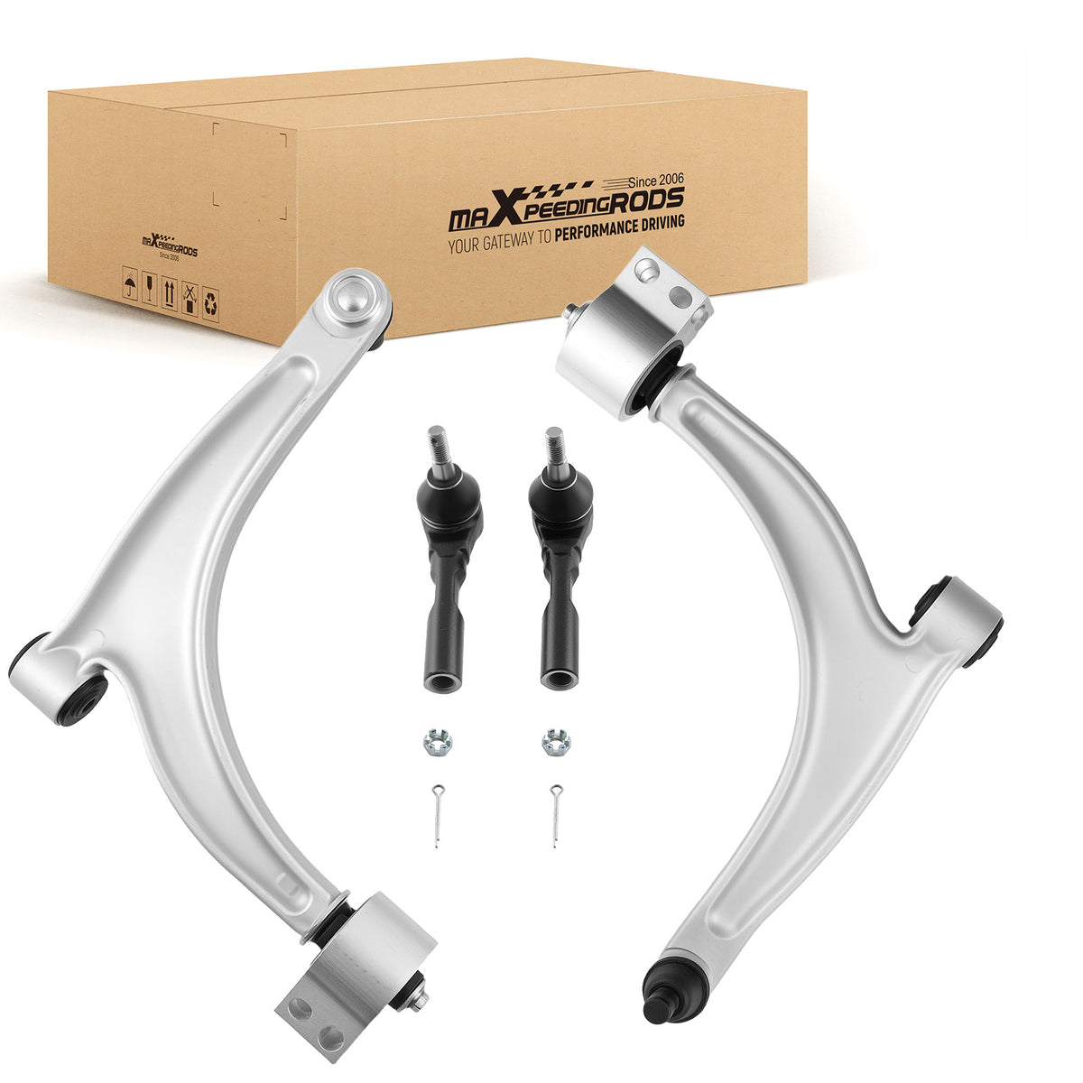Front Lower Control Arms Outer Tie Rods For 2004-2012 compatible For Chevy Malibu Pontiac G6