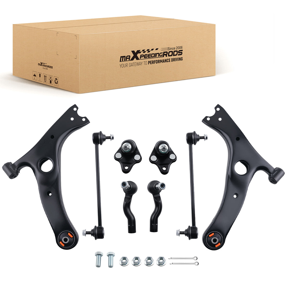 8PC Front Lower Control Arms Sway Bar Link Ball Joint compatible For Toyota RAV4 2001-2005