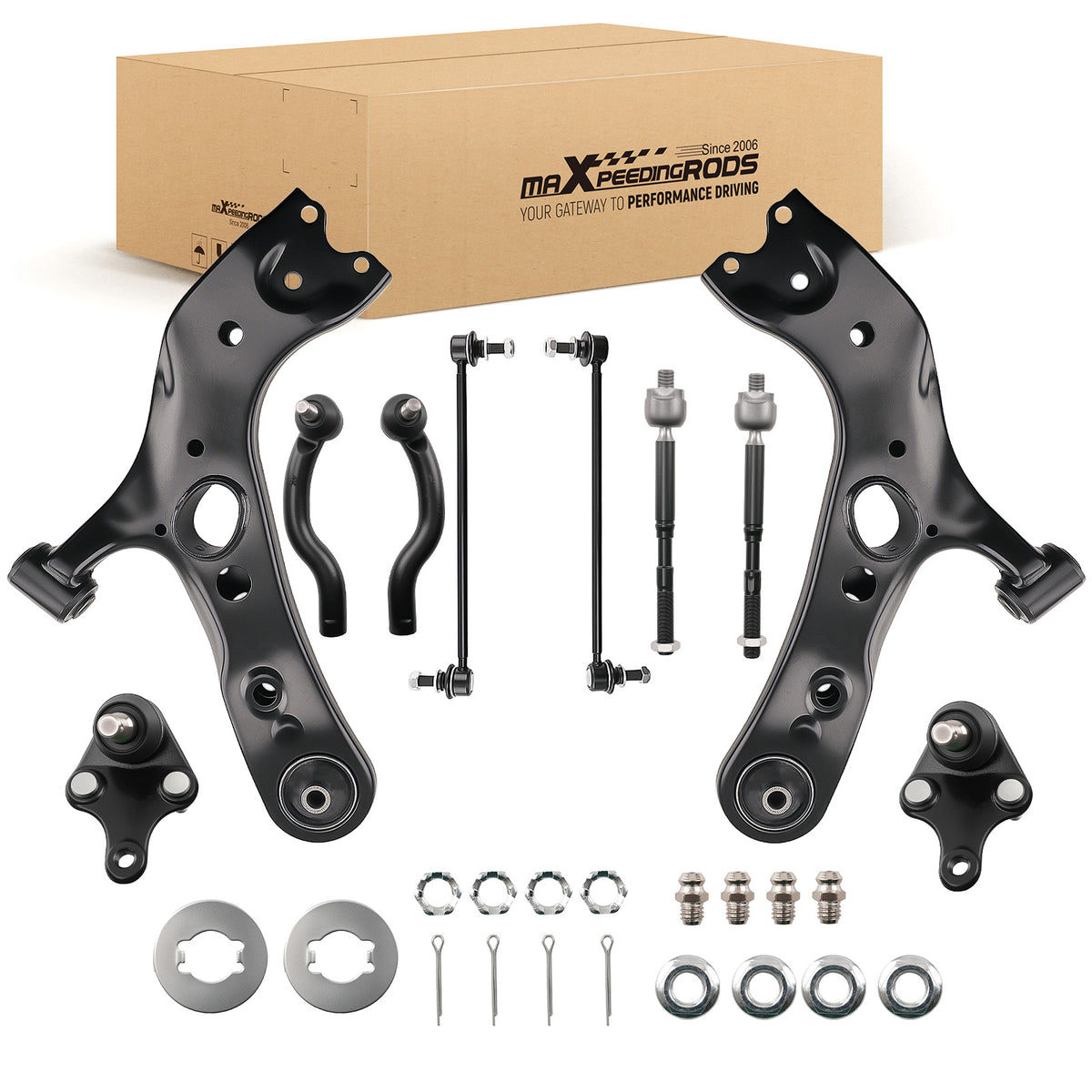 8x Front Lower Control Arm Ball Joint Sway Bar Tierod compatible For Toyota RAV4 2006-2018