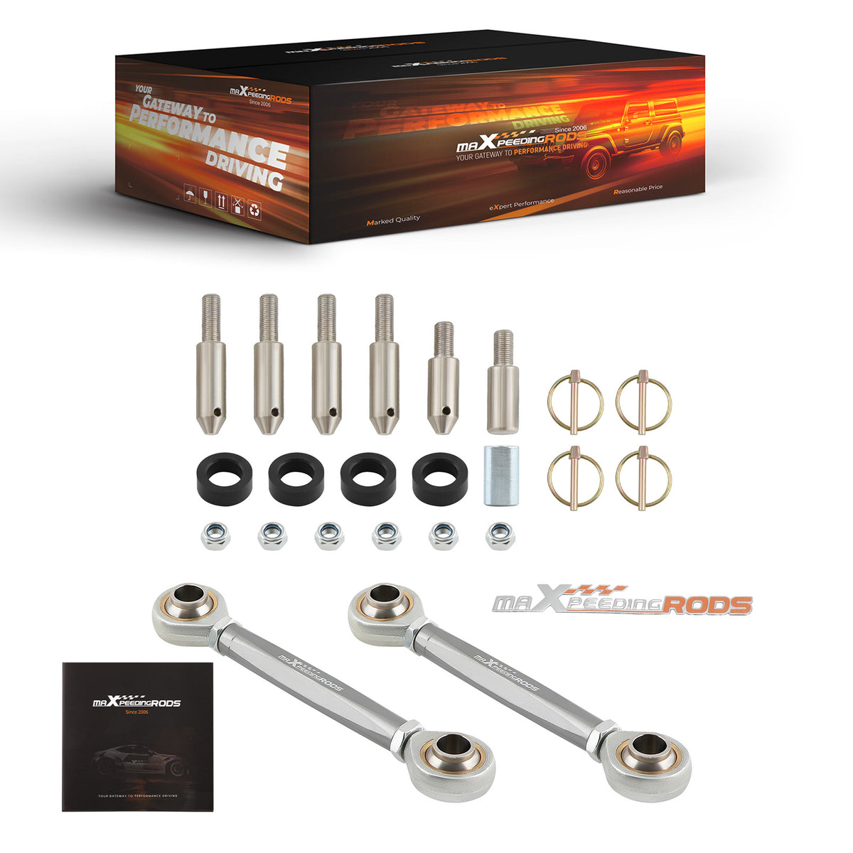Adjustable Front Sway Bar End Links 2.5-6" Lift compatible For Jeep Wrangler JK JL 2007-21