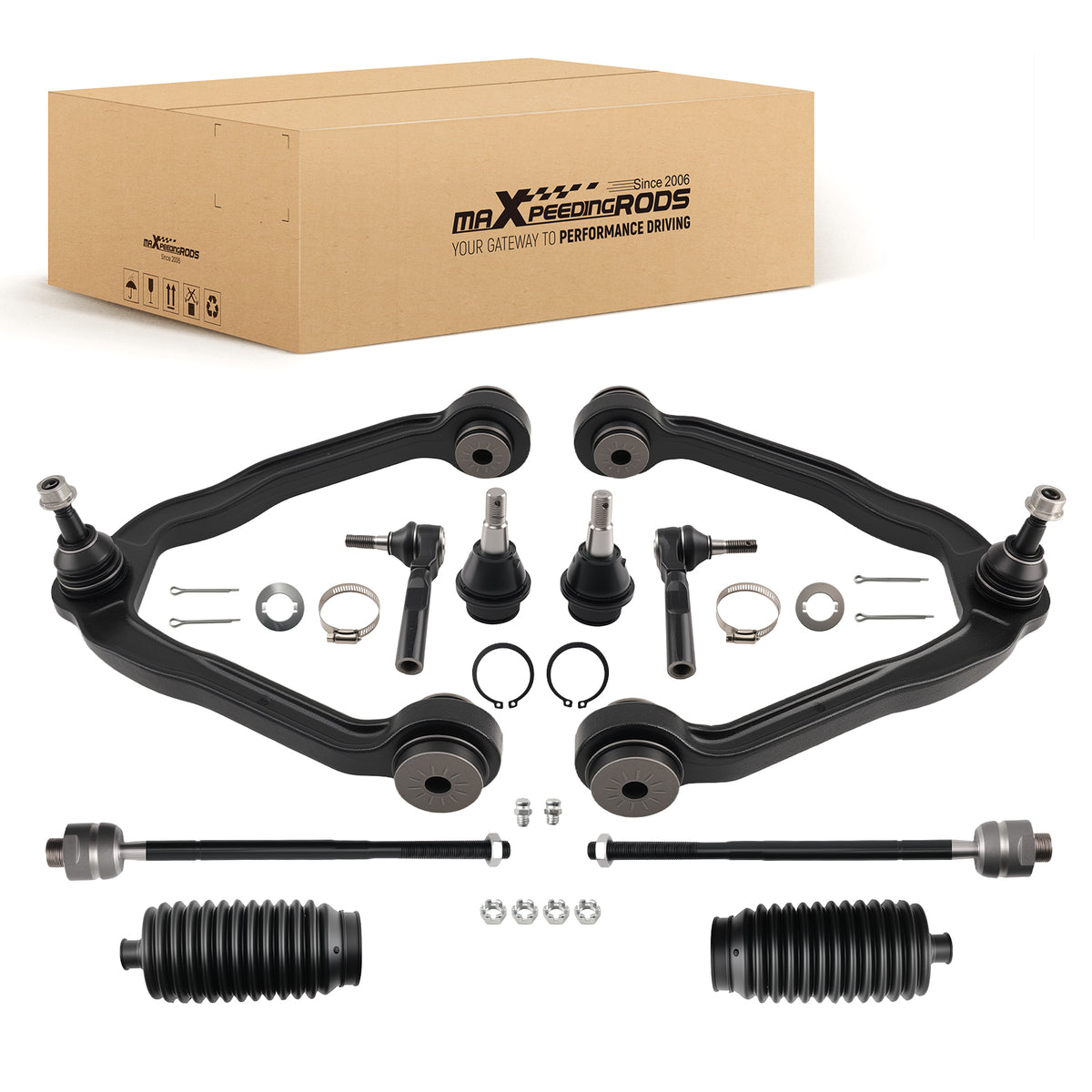Front Upper Control Arm w/Ball Joint Tie Rod Kit compatible For Chevy Express 1500 2003 -14