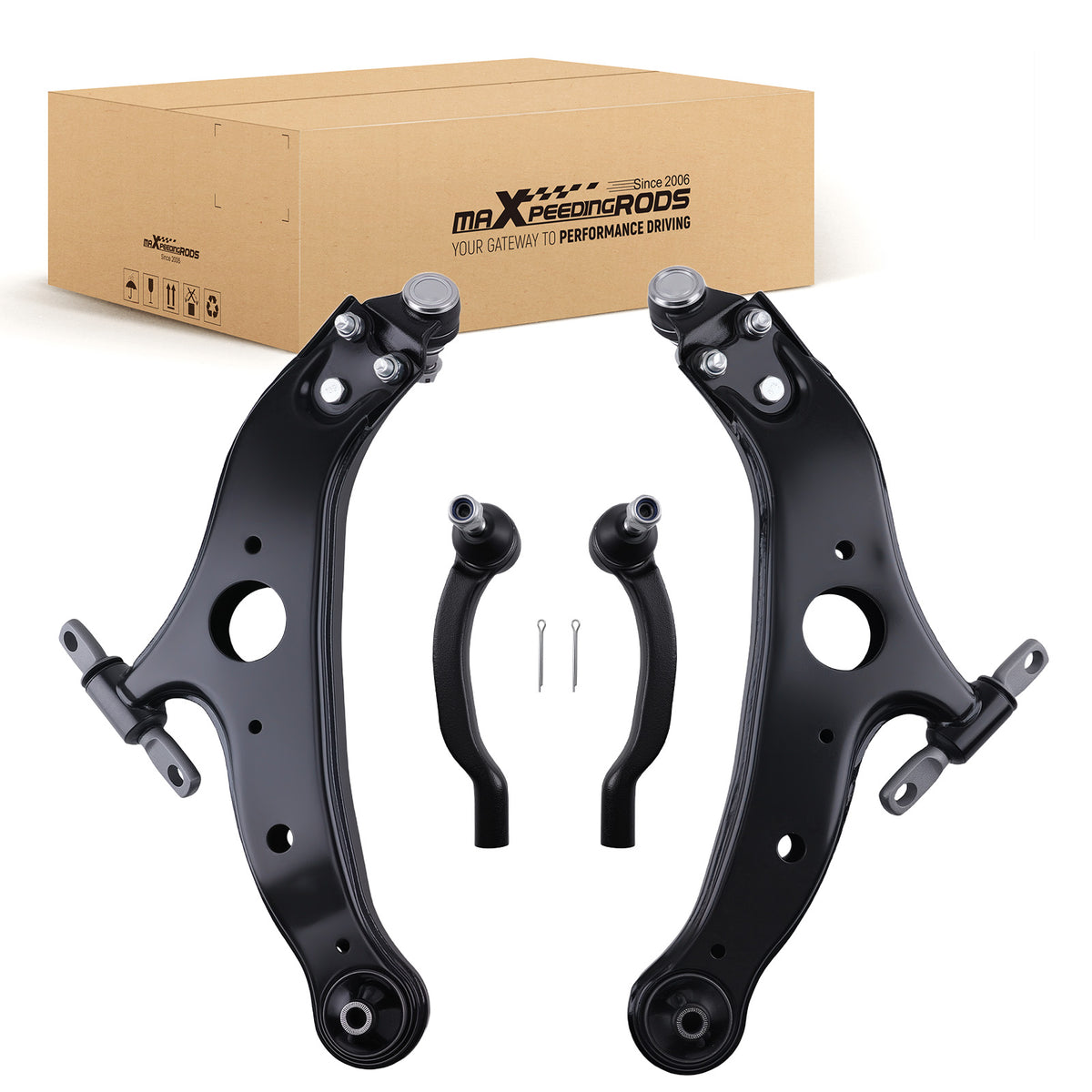 4x Front Lower Control Arm Ball Joint Tie Rod End compatible For Toyota Sienna 2004-2010