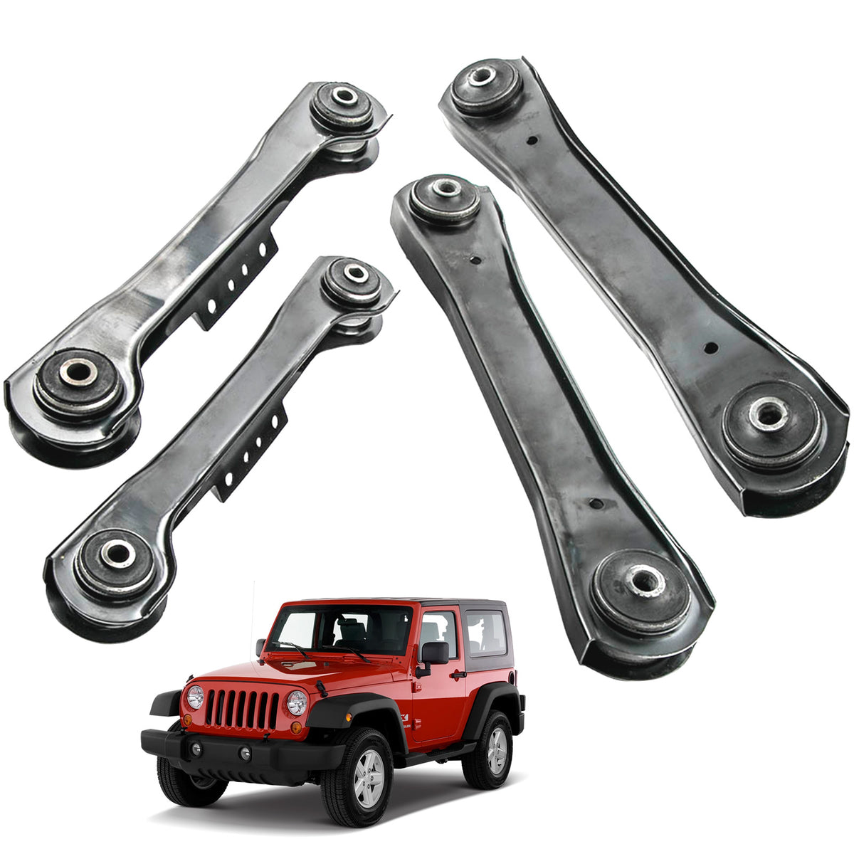 4pcs Rear Upper Lower Control Arms Left & Right Kit compatible For Jeep Wrangler 97-06