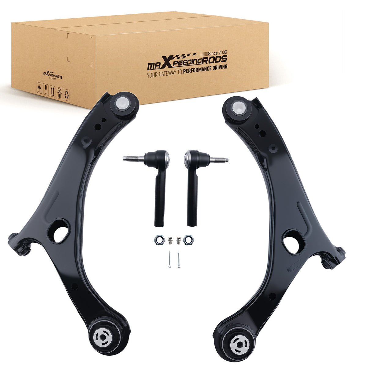 4pc Front Lower Control Arm Tie Rod Kit compatible For Chrysler TownCountry 2008 - 2016