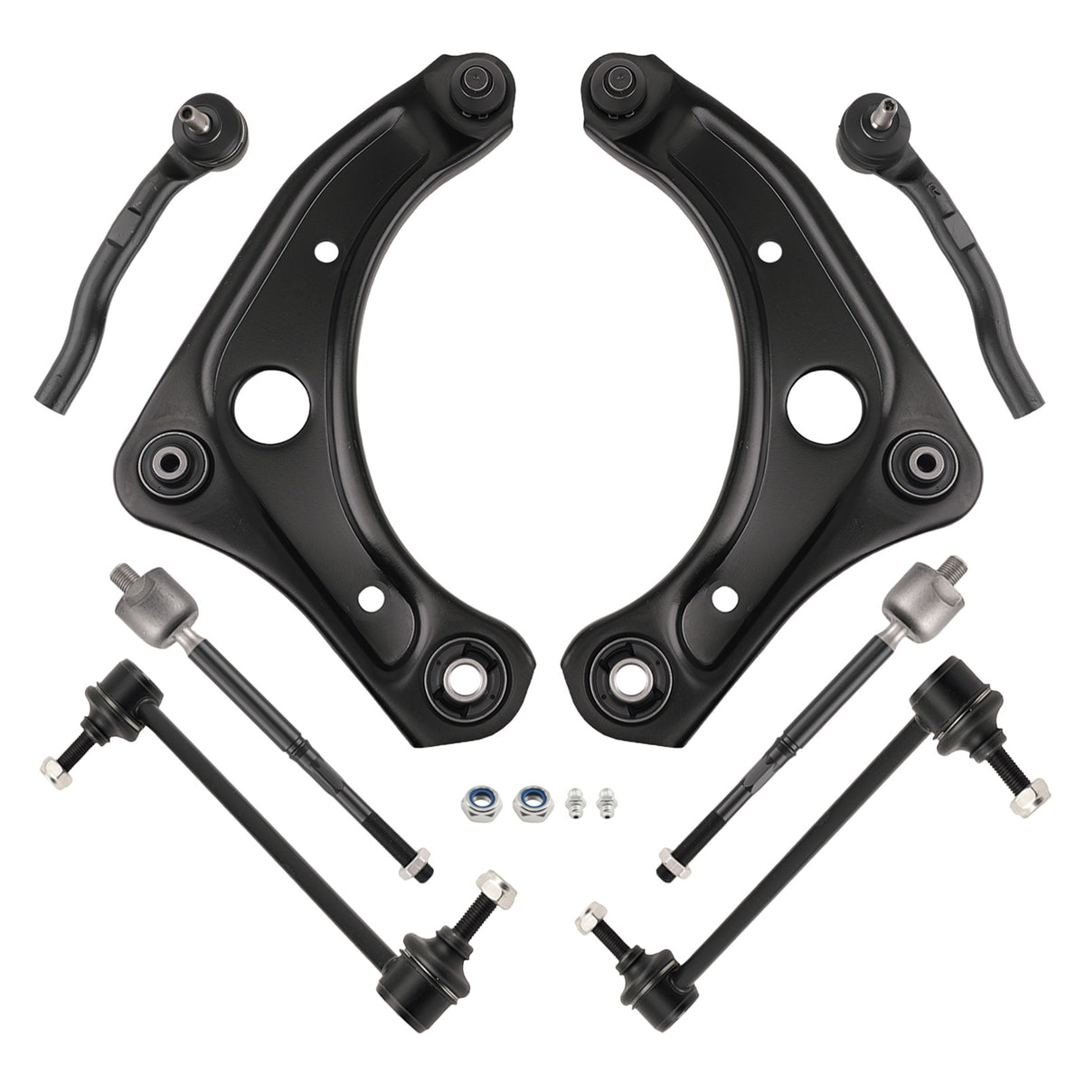 Front Lower Control Arms + Tie Rods + Sway Bar Links compatible For Nissan Versa  Note Micra