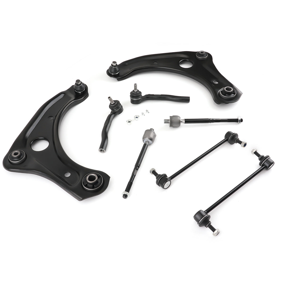 Front Lower Control Arms + Tie Rods + Sway Bar Links compatible For Nissan Versa  Note Micra