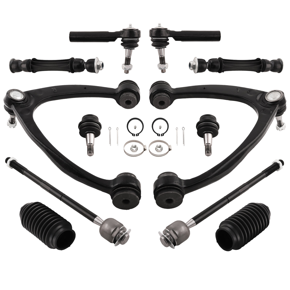 12 Pcs Front Upper Control Arm &amp; Tie Rod Sway Bar compatible For Silverado Sierra