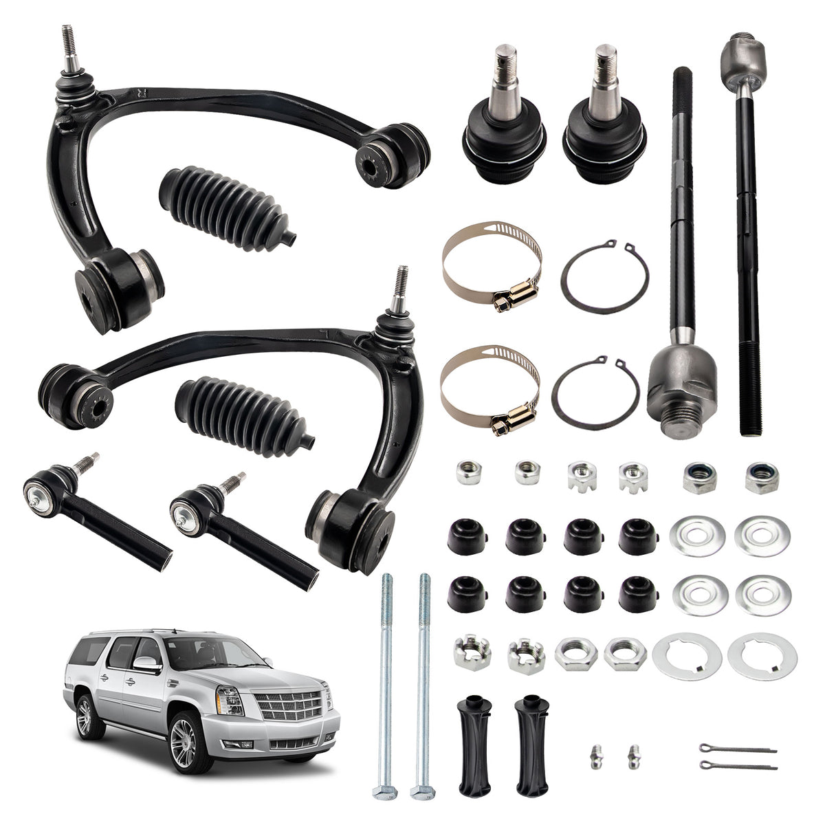 12 Pcs Front Upper Control Arm &amp; Tie Rod Sway Bar compatible For Silverado Sierra