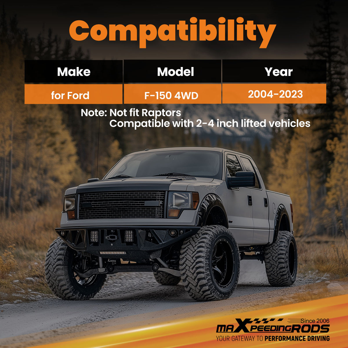 2-4" Lift Front Upper Control Arms Kit For 2004 2005 2006-2023 compatible For Ford F-150 F150