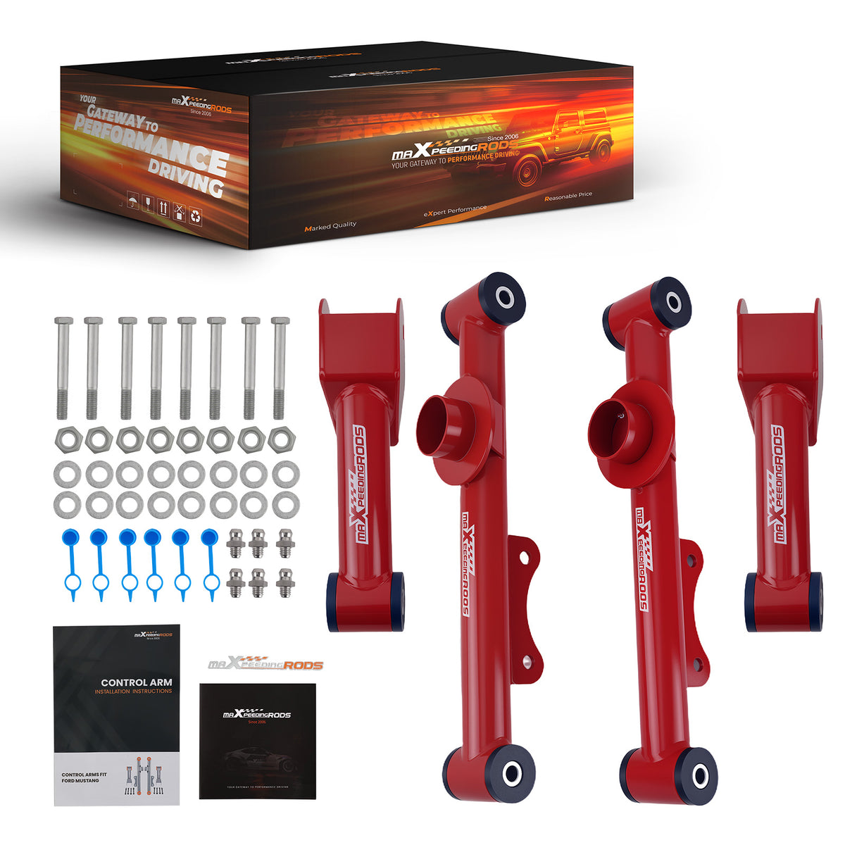 Rear Upper Lower Tubular Control Arms Kit For 79-04 compatible For Ford Mustang Mercury Cobras