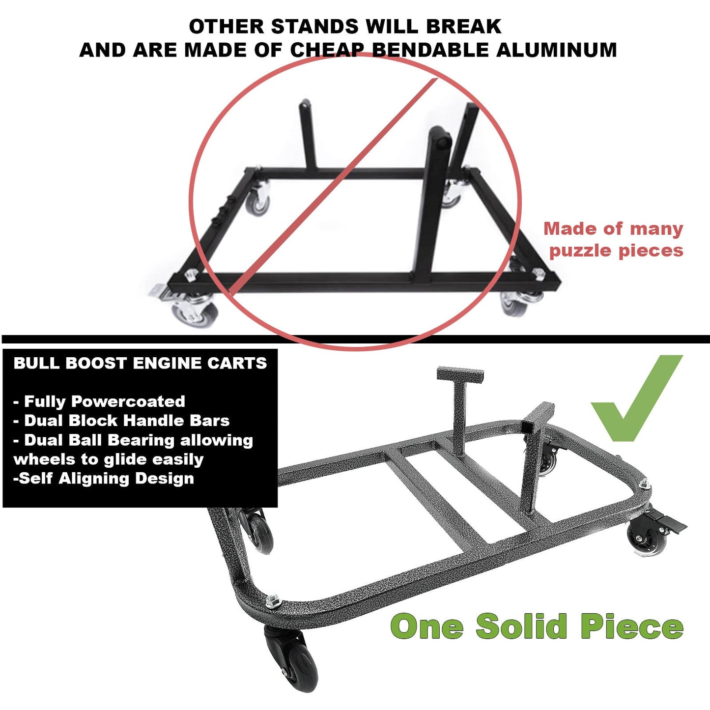 D Series D15 D16 D17 Engine Cradle Stand Cart Quick Block Handle Bars Casters