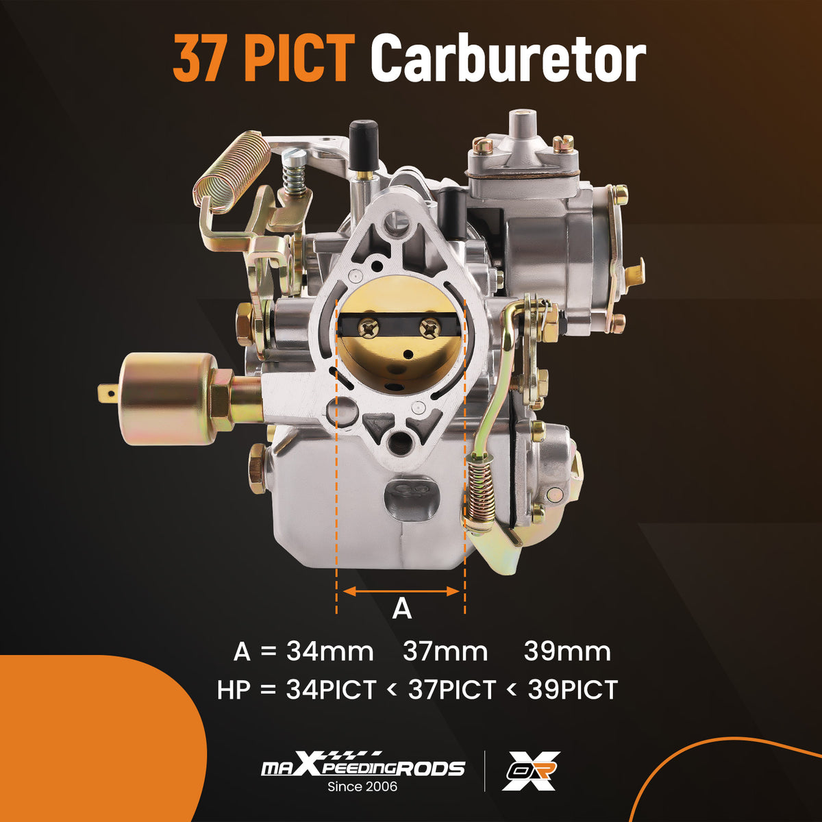 37 Pict-3 Carburetor compatible For Volkswagen Beetle Super Beetle 1971-1979 Zinc Alloy